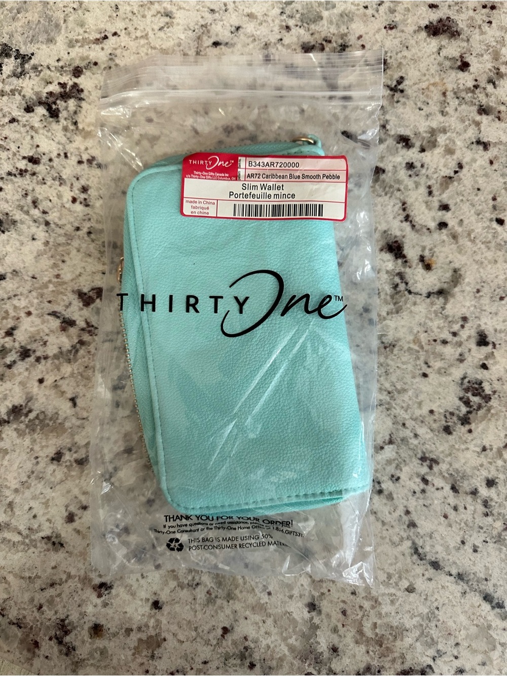 thirty-one Slim Wallet Phone Case - Caribbean Blue Pebble